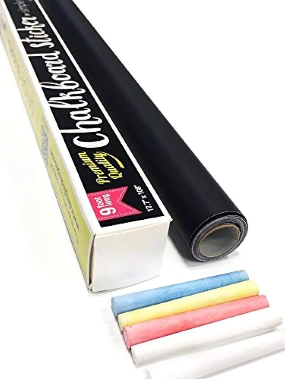 Extra Large Chalkboard Peel and Stick Paper 9 Feet roll 108 inches + 5 Color Cha
